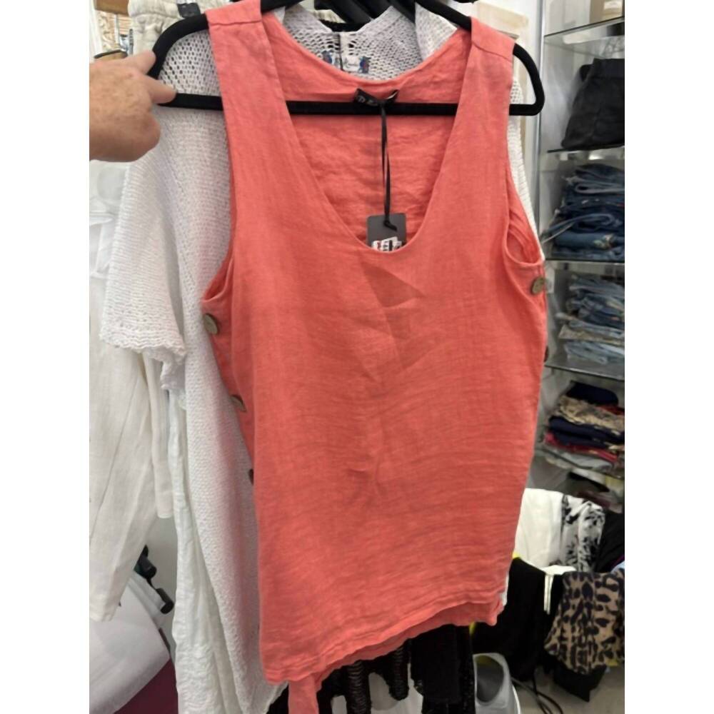 NEW BELLA AMORE women's buttons down side top in corallo